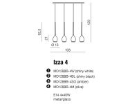 Lampa wisząca Izza 4 Shiny Black AZzardo MD1288B-4BL AZ0100 czarne klosze w kształcie kielichów nowoczesny - 3