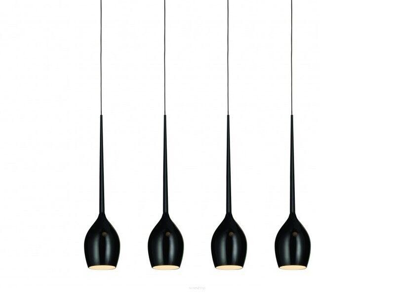Lampa wisząca Izza 4 Shiny Black AZzardo MD1288B-4BL AZ0100 czarne klosze w kształcie kielichów nowoczesny