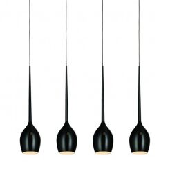 Lampa wisząca Izza 4 Shiny Black AZzardo MD1288B-4BL AZ0100 czarne klosze w kształcie kielichów nowoczesny