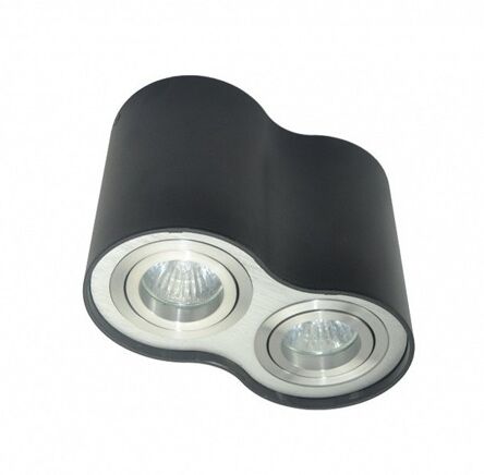  LAMPA NATYNKOWA  ZUMA LINE RONDOO SPOT 50407-BK  Z ALUMINIUM W KOLORZE CZARNYM CHROMOWANY PIERŚCIEŃ NOWOCZESNA TUBA PODWÓJNA