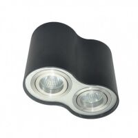  LAMPA NATYNKOWA  ZUMA LINE RONDOO SPOT 50407-BK  Z ALUMINIUM W KOLORZE CZARNYM CHROMOWANY PIERŚCIEŃ NOWOCZESNA TUBA PODWÓJNA