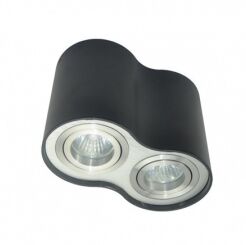  LAMPA NATYNKOWA  ZUMA LINE RONDOO SPOT 50407-BK  Z ALUMINIUM W KOLORZE CZARNYM CHROMOWANY PIERŚCIEŃ NOWOCZESNA TUBA PODWÓJNA