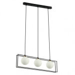 Lampa wisząca Grosetta PND-53423-3-BK Italux trzy kule umieszczone w podwójnej prostokątnej ramce - 2