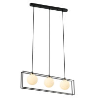 Lampa wisząca Grosetta PND-53423-3-BK Italux trzy kule umieszczone w podwójnej prostokątnej ramce