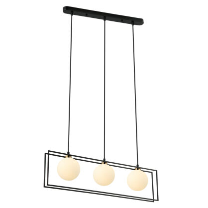 Lampa wisząca Grosetta PND-53423-3-BK Italux trzy kule umieszczone w podwójnej prostokątnej ramce