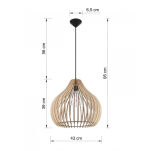 LAMPA  WISZĄCA APRILLO NATURALNE DREWNO AŻUROWY KLOSZ NOWOCZESNY  - 4