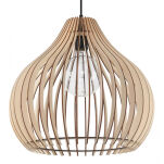 LAMPA  WISZĄCA APRILLO NATURALNE DREWNO AŻUROWY KLOSZ NOWOCZESNY  - 2