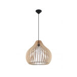 LAMPA  WISZĄCA APRILLO NATURALNE DREWNO AŻUROWY KLOSZ NOWOCZESNY  - 3