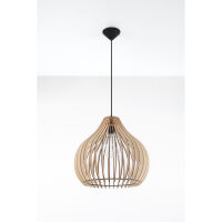 LAMPA  WISZĄCA APRILLO NATURALNE DREWNO AŻUROWY KLOSZ NOWOCZESNY 