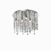 Plafon Royal PL8 Ideal Lux  052991  wykonana z chromowanego metalu klosz tworzą zwisające kryształki