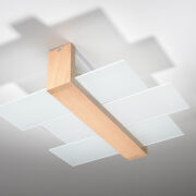 Drewniana lampa sufitowa Designerski Plafon FENIKS 2  SOLLUX LIGHTING w kolorze naturalnego drewna SL.0076 nowoczesny 