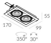Lampa wpuszczana Tweet 50.2 mini.LED Labra  4.1161  techniczna prostokąt  z ramką ruchoma głowica różne kolory wykończenia - 5