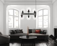 Lampa wisząca CEREDO NEO LDP 6034-6-RND (BK) Lumina Deco czarna z przezroczystymi kloszami - 2