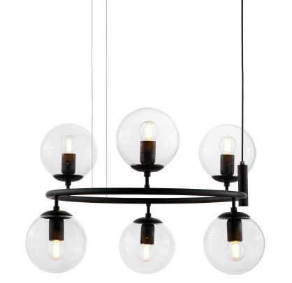 Lampa wisząca CEREDO NEO LDP 6034-6-RND (BK) Lumina Deco czarna z przezroczystymi kloszami