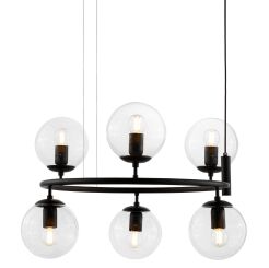 Lampa wisząca CEREDO NEO LDP 6034-6-RND (BK) Lumina Deco czarna z przezroczystymi kloszami