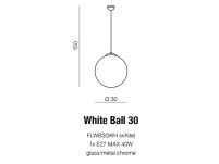 Lampa wisząca White Ball 30 AZzardo FLWB30WH  kula mleczna  chromowane wykończenie nowoczesna - 3