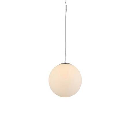 Lampa wisząca White Ball 30 AZzardo FLWB30WH  kula mleczna  chromowane wykończenie nowoczesna