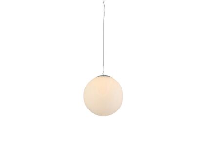 Lampa wisząca White Ball 30 AZzardo FLWB30WH  kula mleczna  chromowane wykończenie nowoczesna