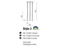Lampa wisząca Stylo 3 AZzardo CH AZ0133 chrom klosze w kształcie stożków na końcach szklane - 2