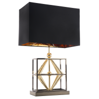  Lampa stołowa  Quito - T01939BK AU Cosmo Light  Klosz jest czary ze złotym wnętrzem podstawa jest geometryczna w kolorach gun-black oraz złotym