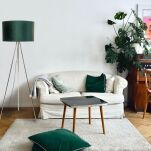 Lampa podłogowa INGA H06-GD-BL Zuma Line Trójnożna złota podstawa niebieski abażur - 2