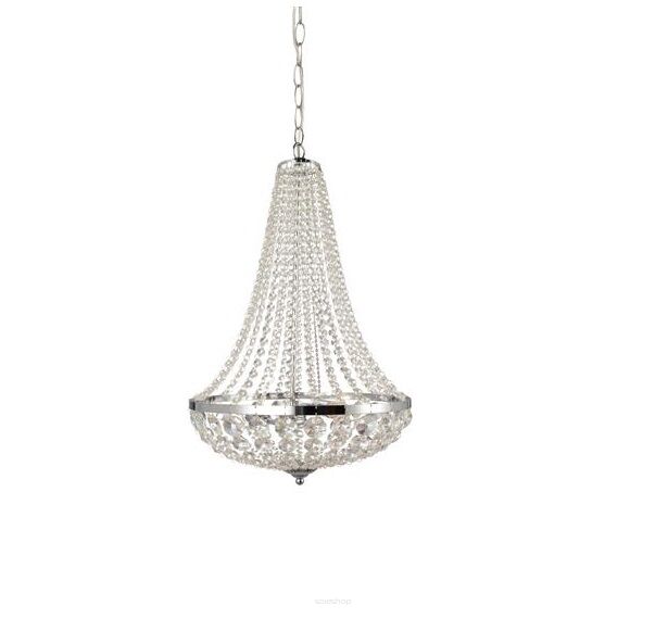 Lampa wisząca GRÄNSÖ granso 104890  Markslojd Styl pałacowy glamour przezroczyste kryształki metalowe elementy w kolorze chromu dwa źródła światła E14 40 cm szerokości
