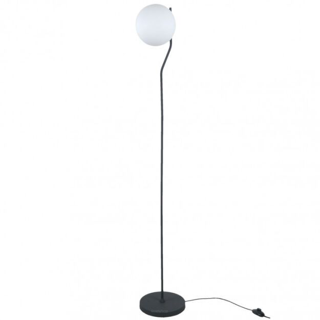 Lampa podłogowa CARIMI FL-3300-1-BK Italux  Nowoczesna czarna satynowa podstawa klasyczny biały klosz