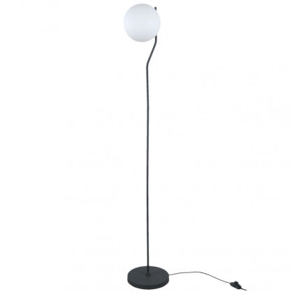 Lampa podłogowa CARIMI FL-3300-1-BK Italux  Nowoczesna czarna satynowa podstawa klasyczny biały klosz