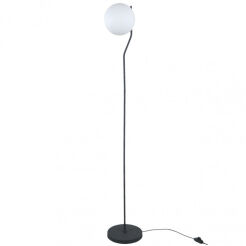 Lampa podłogowa CARIMI FL-3300-1-BK Italux  Nowoczesna czarna satynowa podstawa klasyczny biały klosz