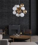 Lampa wisząca GALAKSIDA LDP 8565-10 (GD) Lumina Deco złote białe klosze nowoczesna - 2