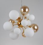 Lampa wisząca GALAKSIDA LDP 8565-10 (GD) Lumina Deco złote białe klosze nowoczesna - 3
