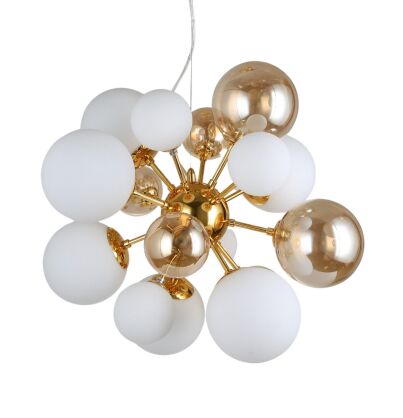 Lampa wisząca GALAKSIDA LDP 8565-10 (GD) Lumina Deco złote białe klosze nowoczesna