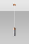 Lampa wisząca ZANE 1 SL.0965 Sollux Lighting tuba z drewna i betonu - 2