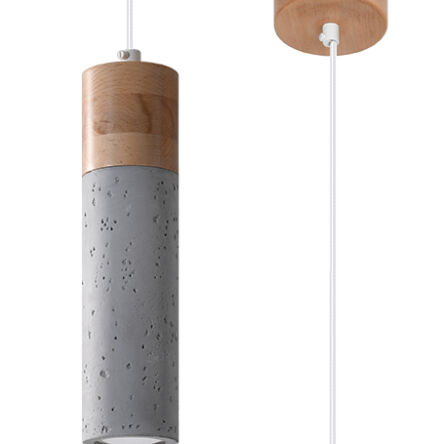 Lampa wisząca ZANE 1 SL.0965 Sollux Lighting tuba z drewna i betonu