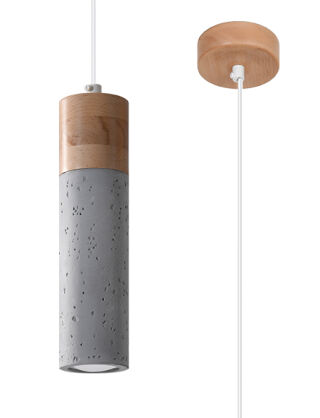 Lampa wisząca ZANE 1 SL.0965 Sollux Lighting tuba z drewna i betonu