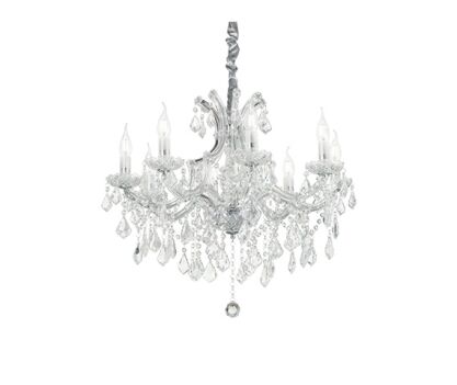 Lampa wisząca Żyrandol Napoleon SP12 chrom 167251  KRYSZTAŁOWY KLASYCZNYIP20 E27 metal Ideal Lux OPRAWA W STYLU KLASYCZNYM
