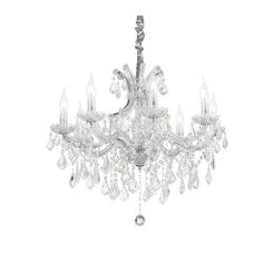 Lampa wisząca Żyrandol Napoleon SP12 chrom 167251  KRYSZTAŁOWY KLASYCZNYIP20 E27 metal Ideal Lux OPRAWA W STYLU KLASYCZNYM