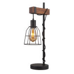 Lampa stołowa REDA TB-4793-1-L Italux DRUCIANY KLOSZ INDUSTRIALNA POŁĄCZENIE DREWNA I METALU CZARNY MAT - 2