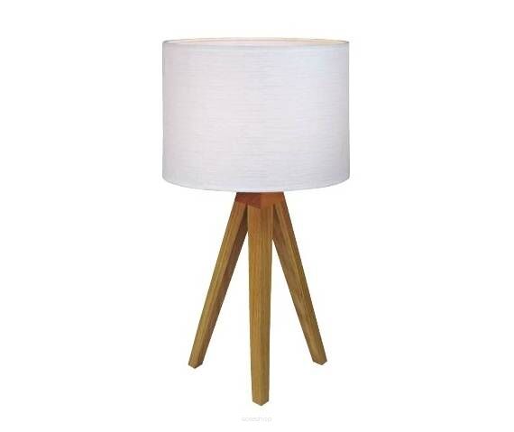 Lampa stołowa Kullen 104625 Markslojd trójnoga lampa drewniana z białym abażurem