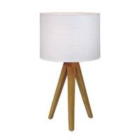 Lampa stołowa Kullen 104625 Markslojd trójnoga lampa drewniana z białym abażurem