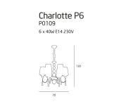Lampa wisząca Charlotte P0109 Maxlight abażury białe nowoczesne eleganckie kryształki - 2