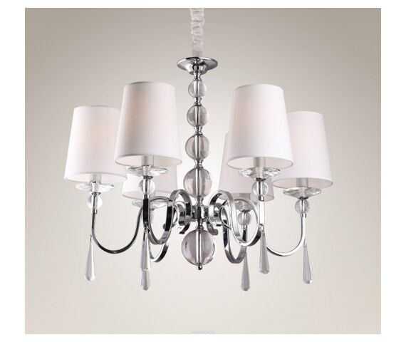 Lampa wisząca Charlotte P0109 Maxlight abażury białe nowoczesne eleganckie kryształki