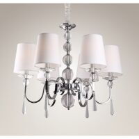 Lampa wisząca Charlotte P0109 Maxlight abażury białe nowoczesne eleganckie kryształki