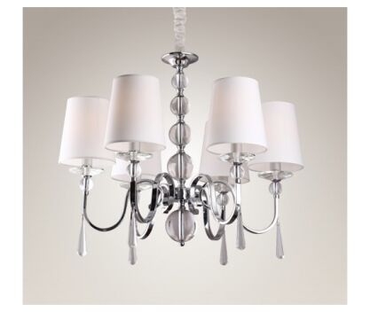 Lampa wisząca Charlotte P0109 Maxlight abażury białe nowoczesne eleganckie kryształki