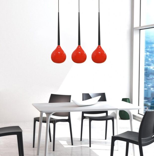 Lampa wisząca Aga 3 Red azzardo MD1289-3 AZ1066 czerwona nowoczesna opływowy kształt 3 klosze