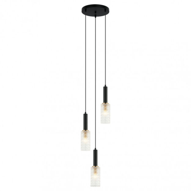 Lampa wisząca PEROLA PND-43309-3 BK+BR Italux Potrójna nietypowa 