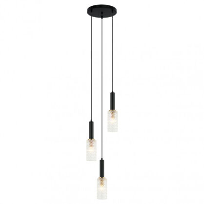 Lampa wisząca PEROLA PND-43309-3 BK+BR Italux Potrójna nietypowa 