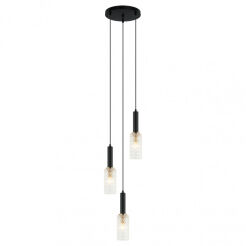 Lampa wisząca PEROLA PND-43309-3 BK+BR Italux Potrójna nietypowa 