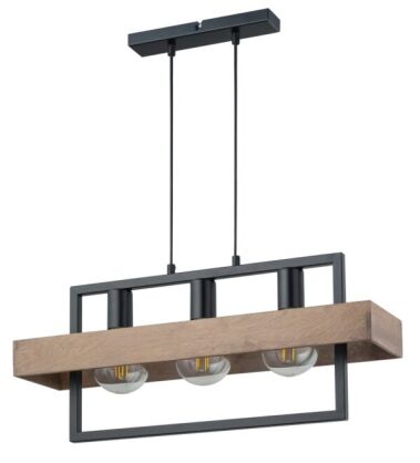 LAMPA WISZĄCA ROBIN 3 32217 SIGMA loftowa z drewnianym abażurem