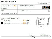 Reflektor szynowy LEON TRACK AZ3490 Azzardo wbudowany moduł LED regulowany kąt padania strumienia światła - 2
